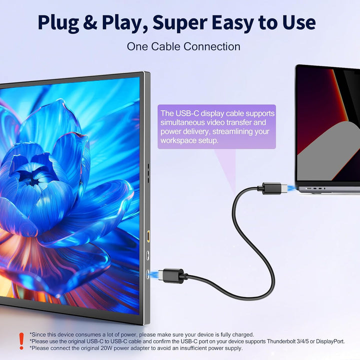 COOLHOOD Monitor portátil FHD USB-C HDMI 120Hz de 18.5 pulgadas | M...