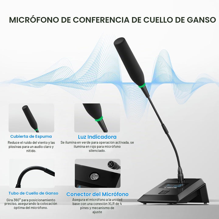 Phenyx Pro Sistema de Micrófono Inalámbrico para Conferencia, Micró...