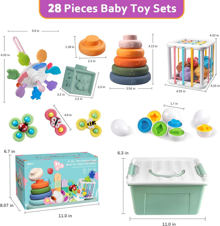 Weilim Juguetes para bebés de 6 a 12 meses, cubos sensoriales Monte...