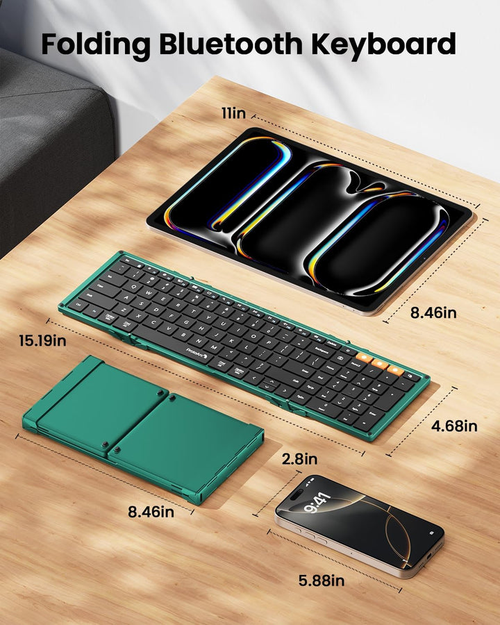 ProtoArc XK01 - Teclado Bluetooth plegable, teclado inalámbrico por...