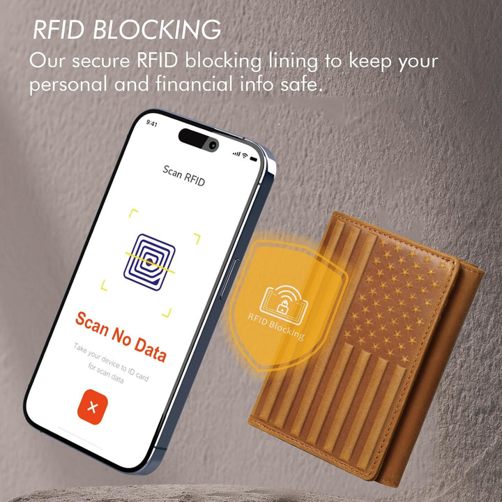 Pefiam Billetera de cuero triple para hombre con bloqueo RFID, cart...