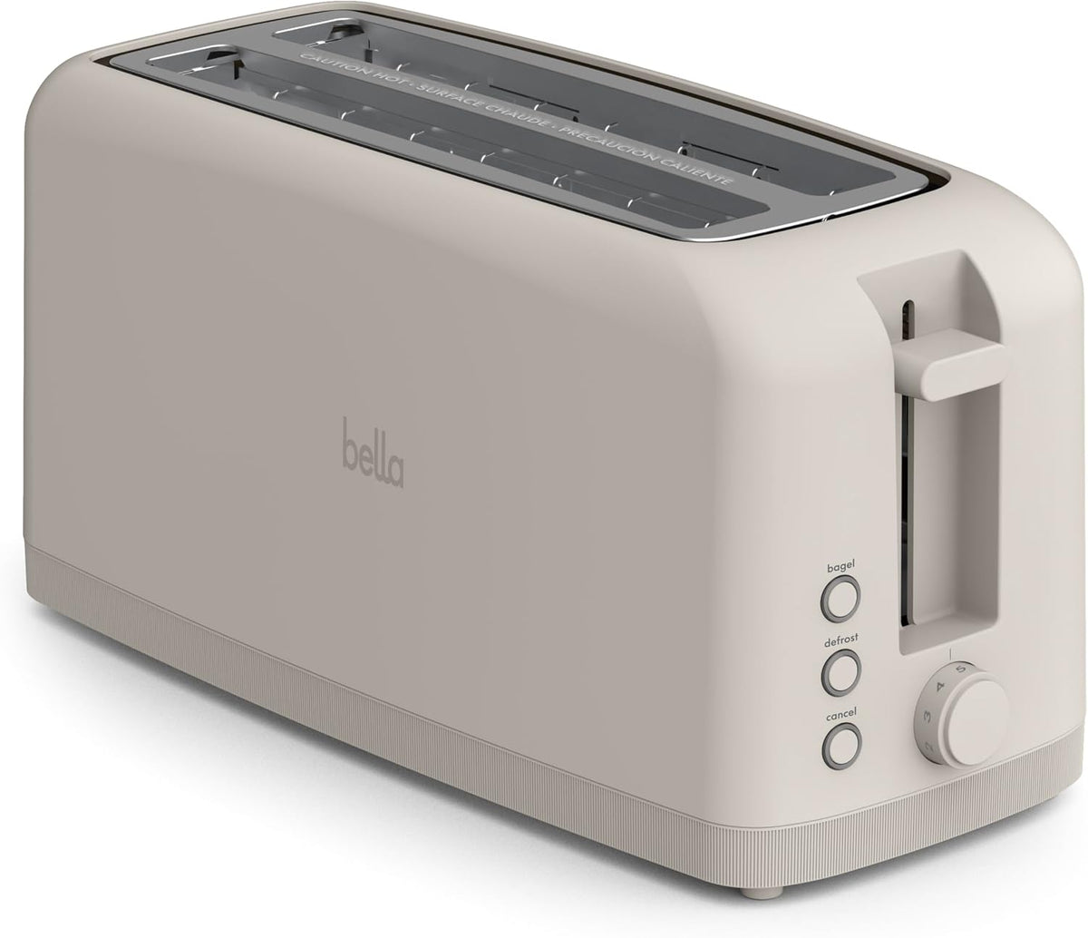 bella - Tostadora delgada de 4 rebanadas, utensilios de cocina Fits-where™, control de sombra de 6 ajustes con botones de recalentamiento y cancelación, se adapta a masa madre