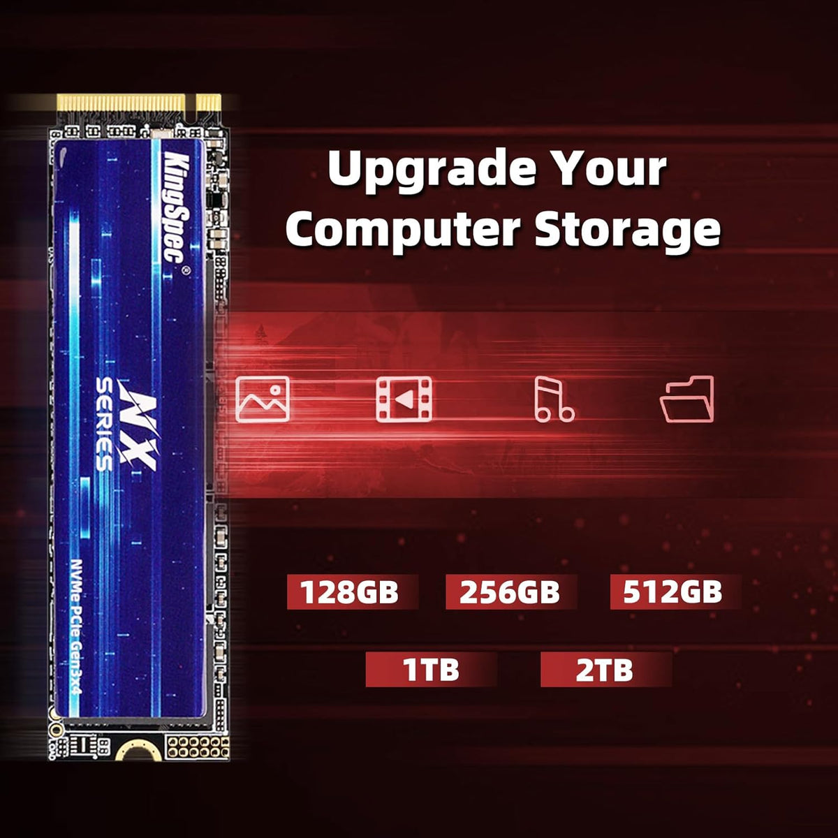 KingSpec Serie NX Gen3x4 NVMe M.2 SSD de 2 TB, hasta 3500 MB\/s, un...