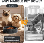 SAMAH Cuenco de mármol negro para perros, antideslizante y sin vuelcos, plato de piedra grande con peso, cuenco de agua de mármol natural para perros, fácil de limpiar, regalos para amantes de gatos y