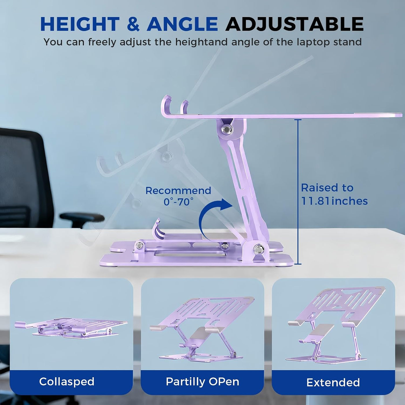 Soporte ergonómico 2 en 1 morado para teléfono portátil para escrit...