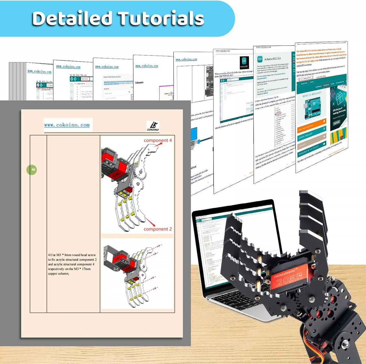 Kit de brazo de robot de metal de 6 ejes con control de joystick para programación Arduino, brazo robótico DIY para aprendizaje STEM, construcción educativa y juego, proyectos de servomotores