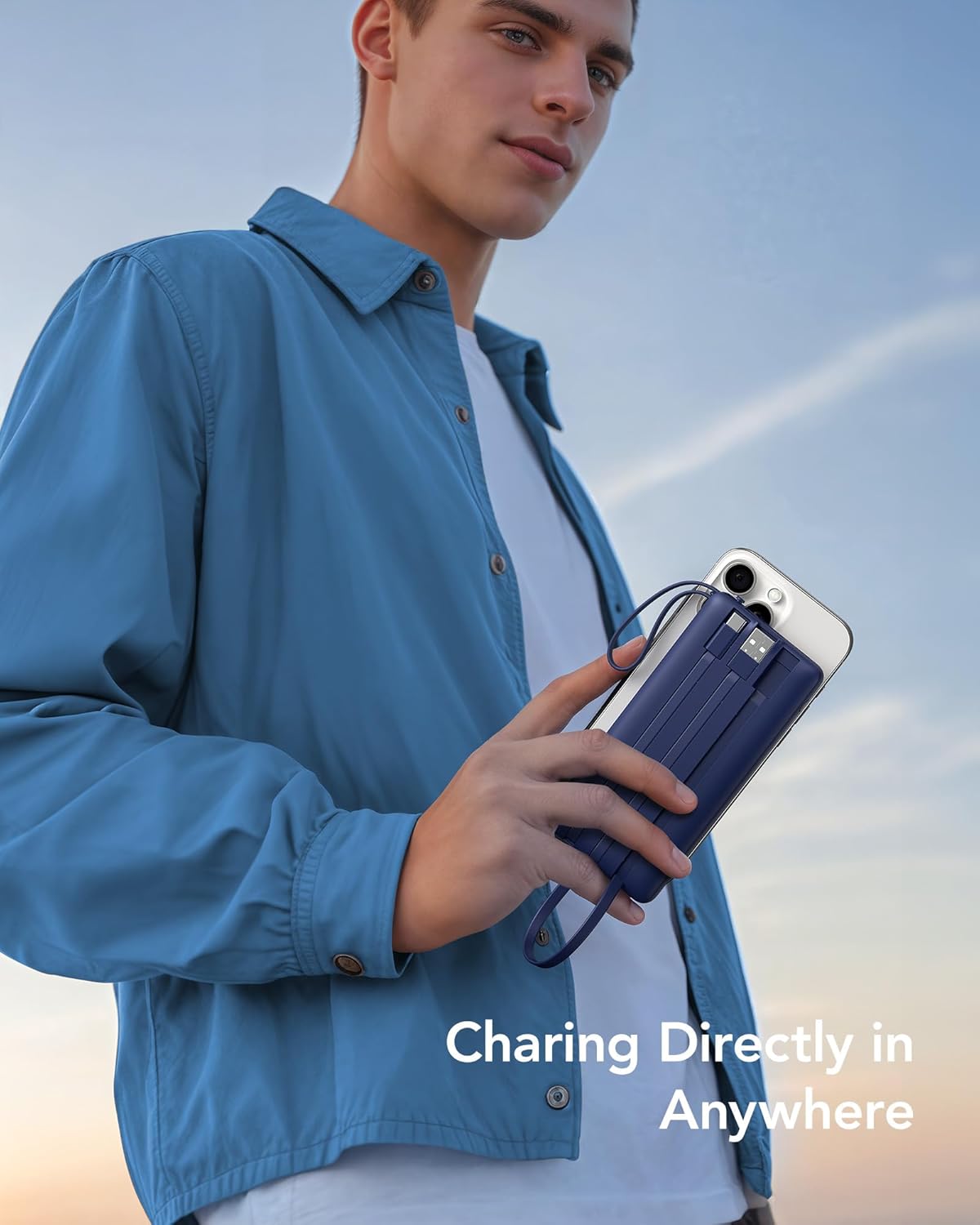 VRURC Cargador portátil para iPhone, cargador de batería USB C de 1...