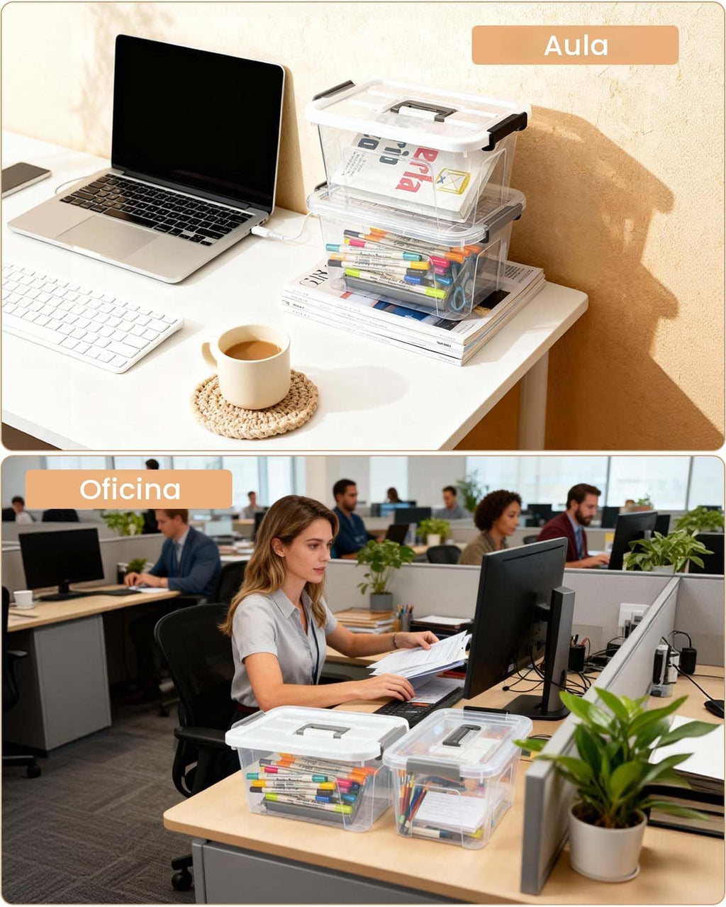 Cajas de Almacenamiento Plásticas Transparentes de 7 Qt con Tapas, Diseño Transparente, Paquete de 6