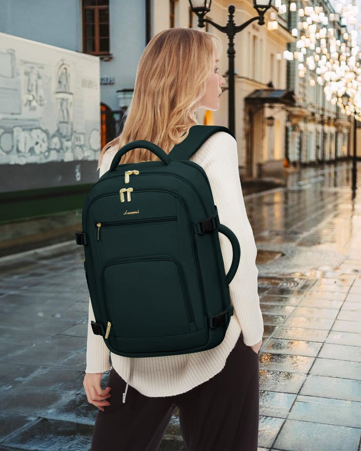 LOVEVOOK Mochila de viaje para mujer y hombre, Verde oscuro, Mochil...