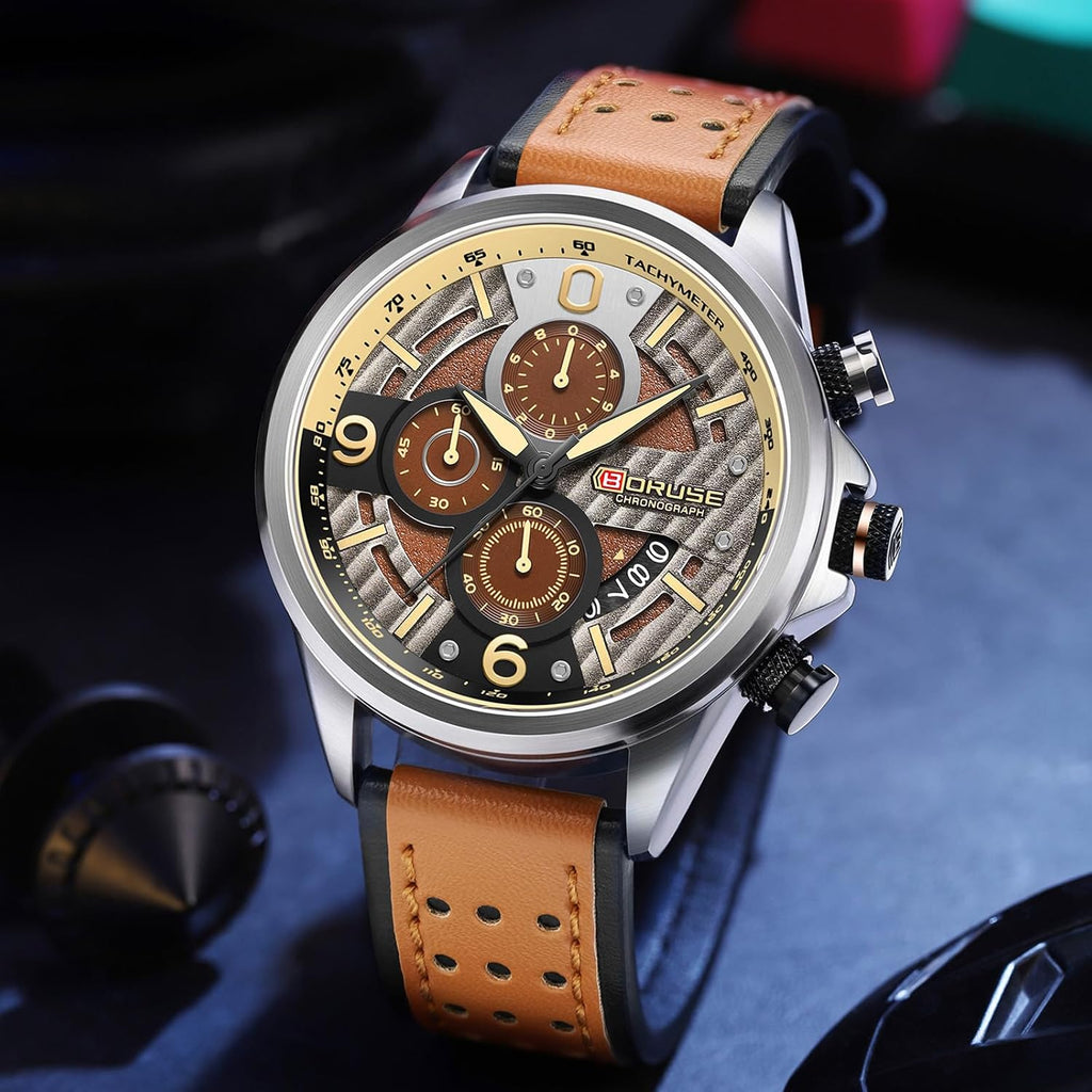 Relojes Casual para Hombre de Lujo con Esfera Grande y Correa de Cuero de Fashion