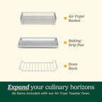Cuisinart Horno tostador con freidora de aire con capacidad extragrande, horno de acero inoxidable de 1800 W con pantalla digital, opciones para hornear, asar, asar y freír al aire, temperatura ajustable, TOA-95NAS