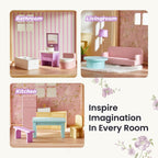 Tiny Land - Casa de muñecas de madera para niñas - Casa de muñecas de madera de 6 habitaciones