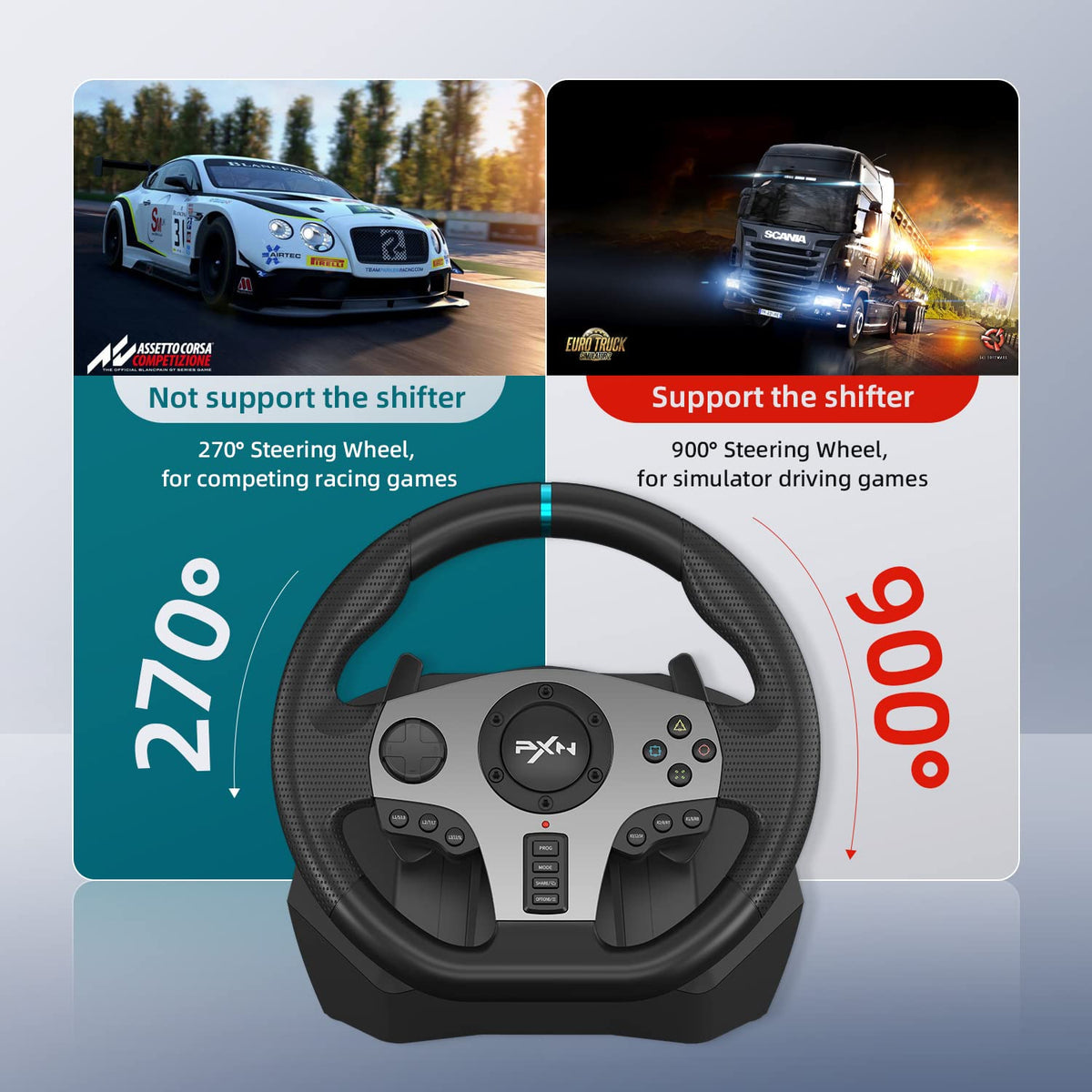 PXN Gaming Racing Wheel V9 Steering Wheel 270/900° Car