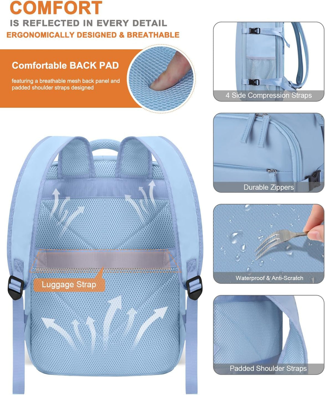 Capolo Mochila de viaje para mujeres y hombres, mochila impermeable...