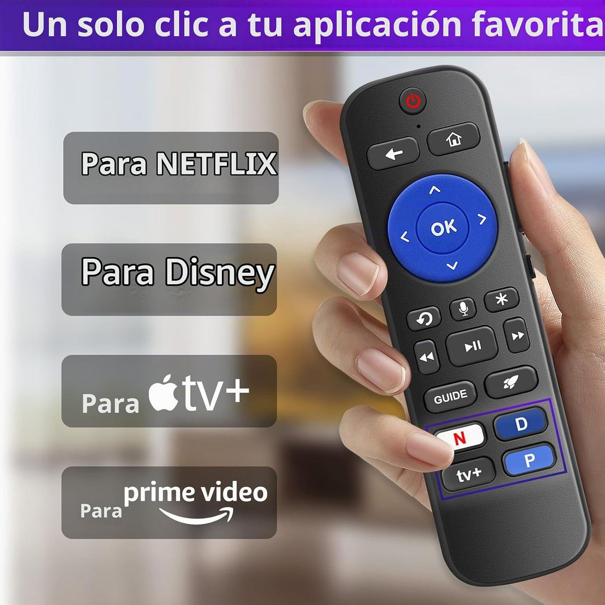 Repuesto para el control remoto por voz Roku: configuración rápida, 4