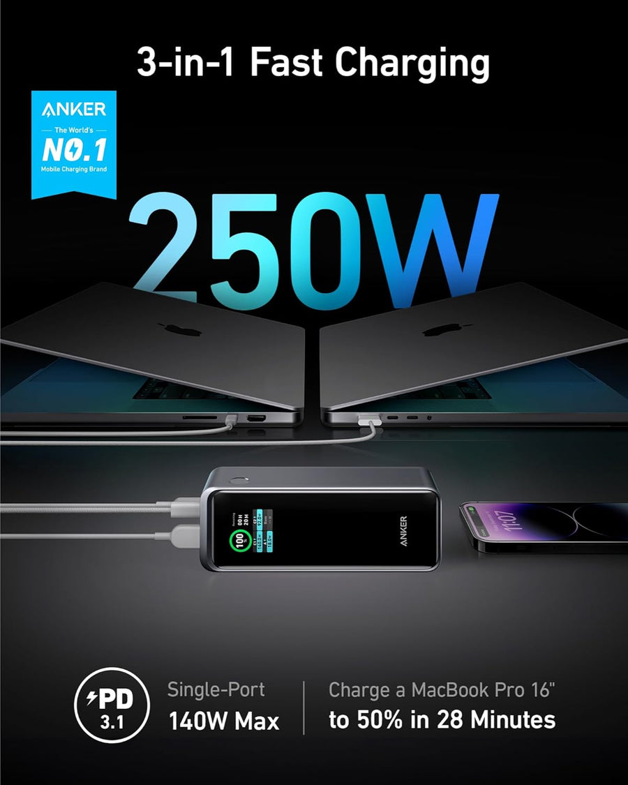 Anker Prime Power Bank, cargador portátil de 27,650 mAh de 3 puerto...
