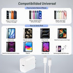 [Certificado MFi de Apple] Cable largo USBC a USBC de 10 pies de carga rápida para iPhone 17/16e/15, paquete de 3 bloques de carga rápida de teléfono Apple de 20 W, cable tipo C de 10 pies para iPhone 17 Air/17/16/15 Pro/Pro Max/iPad Pro/AirPods