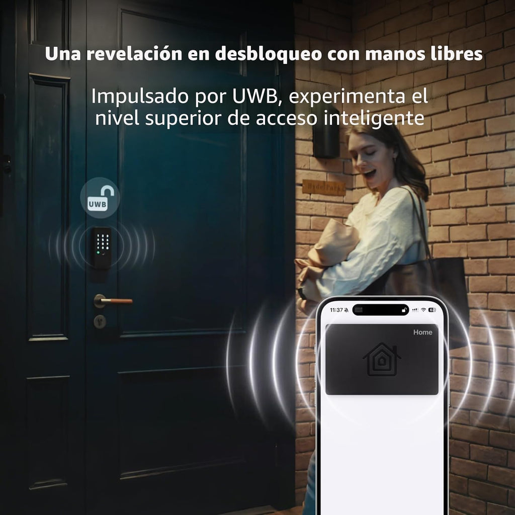 Cerradura inteligente Aqara UWB U400, Apple Home Key, Cerrojo con huella digital, Negro