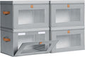 Contenedores grandes de almacenamiento para armario, contenedores de almacenamiento plegables con asas y ventana, organizador de cubos de tela con tapas, cajas decorativas para sala de estar