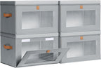 Contenedores grandes de almacenamiento para armario, contenedores de almacenamiento plegables con asas y ventana, organizador de cubos de tela con tapas, cajas decorativas para sala de estar