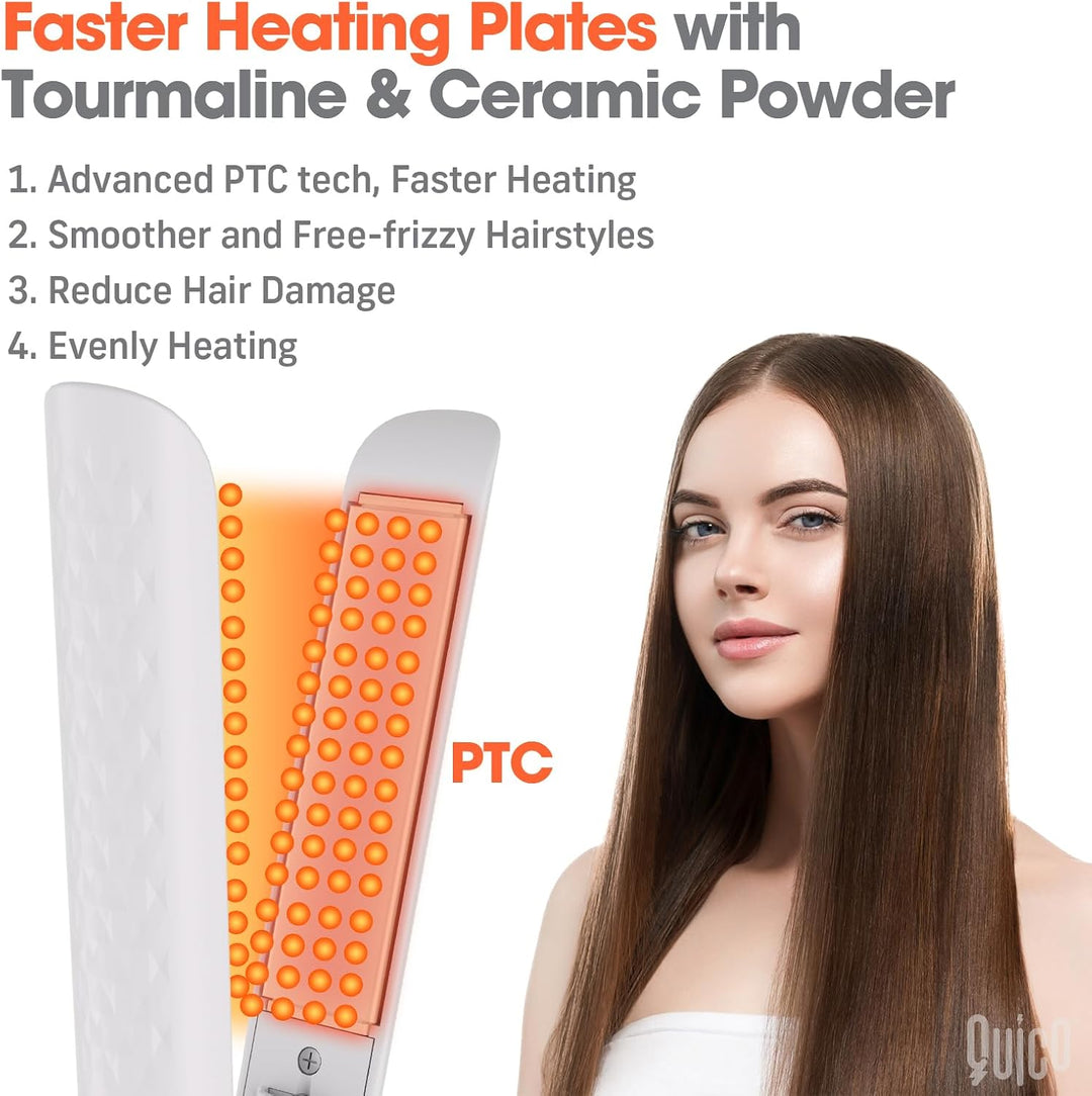 Quico Plancha para el cabello, alisadora de cabello de viaje global...