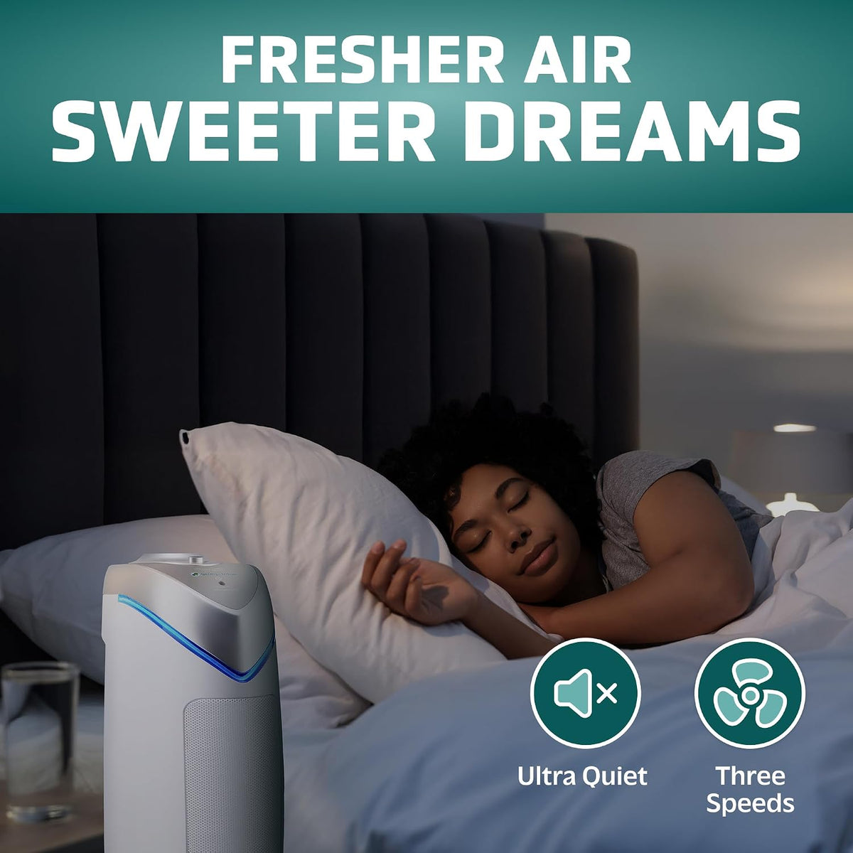 Germ Guardian Purificador de aire con filtro HEPA con desinfectante de luz ultravioleta, elimina los gérmenes, filtra las alergias, el polen, el humo, el polvo, la caspa de las mascotas, los olores del moho, purificador de aire silencioso 4 en 1 de 22