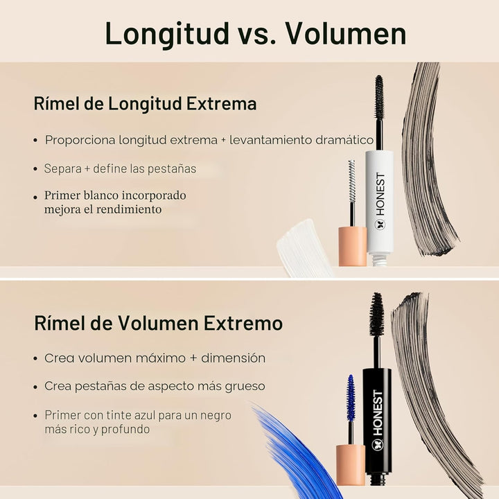 Honest Beauty Mascara de longitud extrema + base para pestañas 2 en...