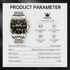 OLEVS Relojes para Hombre de Lujo a prueba de agua Lúminosos de lectura fácil Cronógrafo Con Esmalte Dorado Completo / Blanco Dial / Cara Negra Calendario Pulsera Relojes