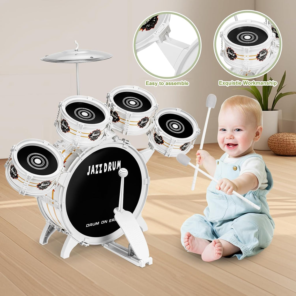 Juego de batería para niños pequeños de 1 a 3 a 5 años, juguetes musicales