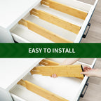 VaeFae Paquete de 6 separadores de cajones de bambú, 4 pulgadas de alto ajustables de 11.9-17.1 pulgadas, separadores expandibles para dormitorio, baño, cocina, oficina