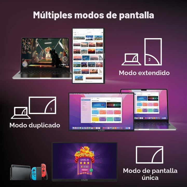 Kado Monitor portátil de 15.6 pulgadas FHD 1080p, carga inversa de...