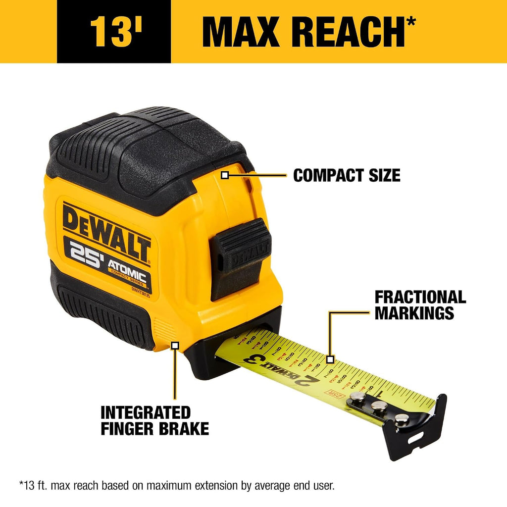 DEWALT Atomic Compact Series - Cinta métrica de 25 pies (DWHT38125S) (paquete de 2)