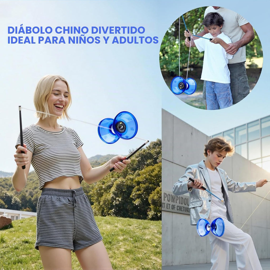 MAGICYOYO - Yoyo Diábolo de 4 pulgadas para niños con rodamiento triple profesional, color azul