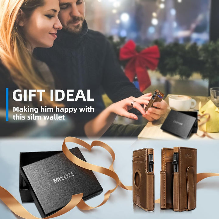 Miyozi - Billetera Airtag para hombre, con clip de dinero, estuche...