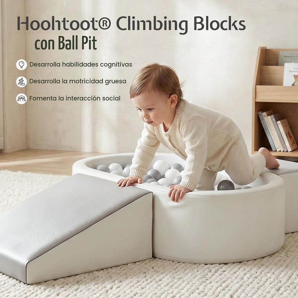 Hoohtoot Bloques de escalada de espuma con pozo de bolas para bebés