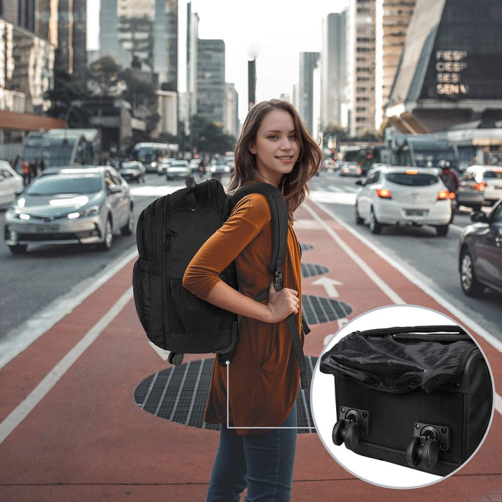 MATEIN - Mochila rodante con 4 ruedas, mochila de viaje con ruedas...