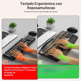 Combo de teclado y mouse inalámbricos, teclas onduladas de tamaño c...