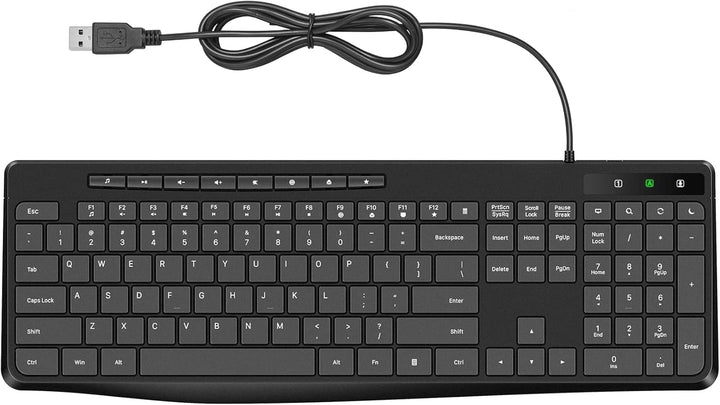 Virfour Teclado con cable teclado silencioso teclado de