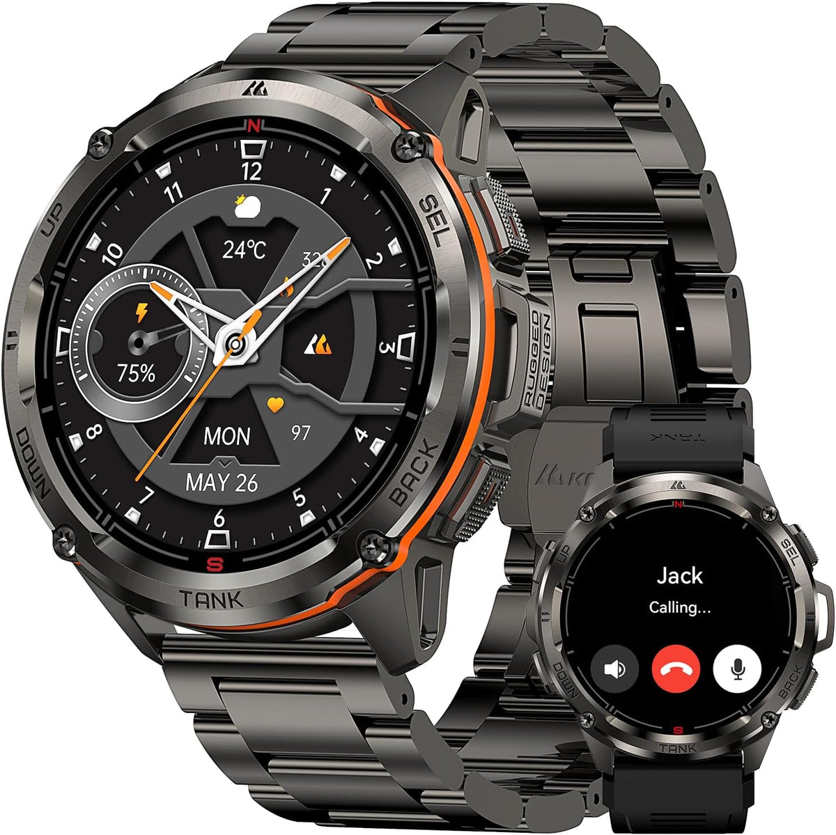 T3 Ultra Smart Relojes para hombre, GPS, resistente, cuerpo de acero inoxidable