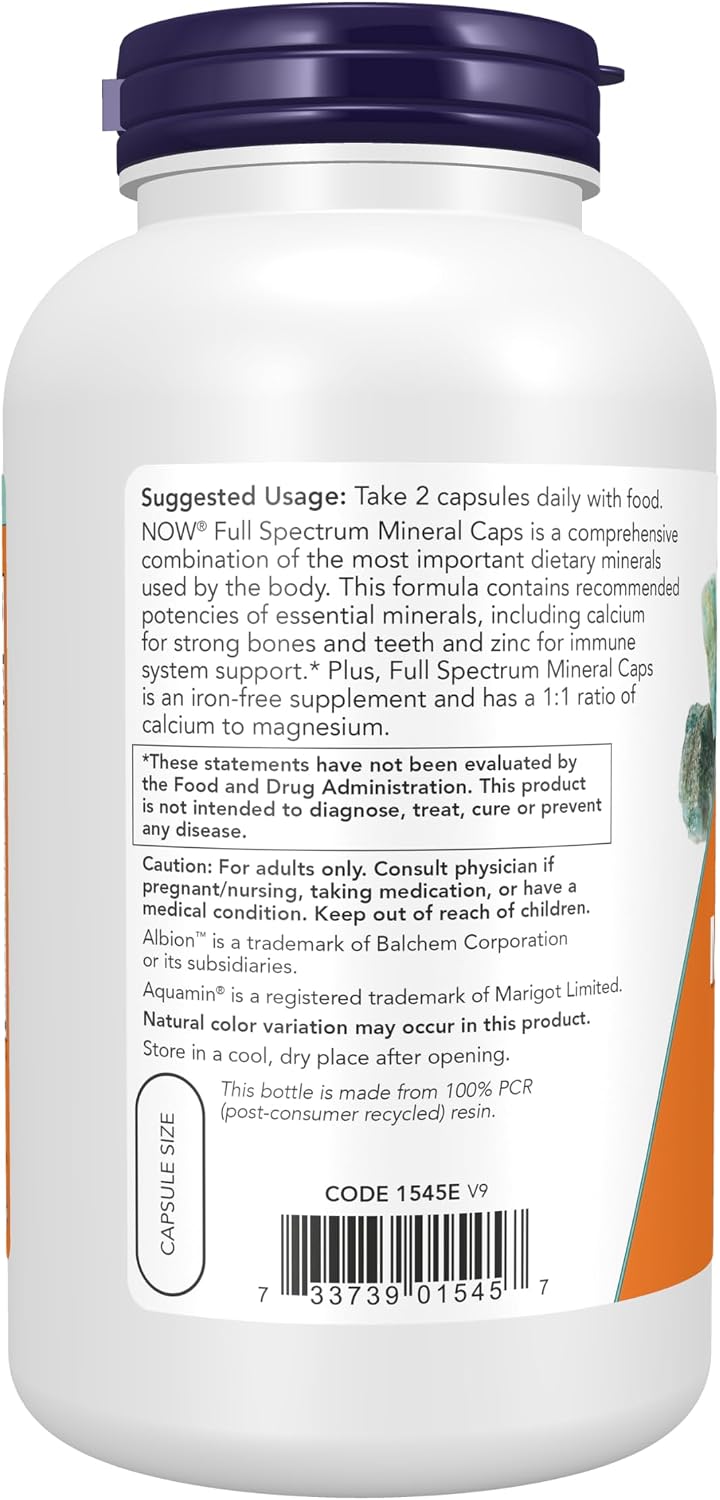 Suplementos NOW, cápsulas minerales de espectro completo, fórmula m...