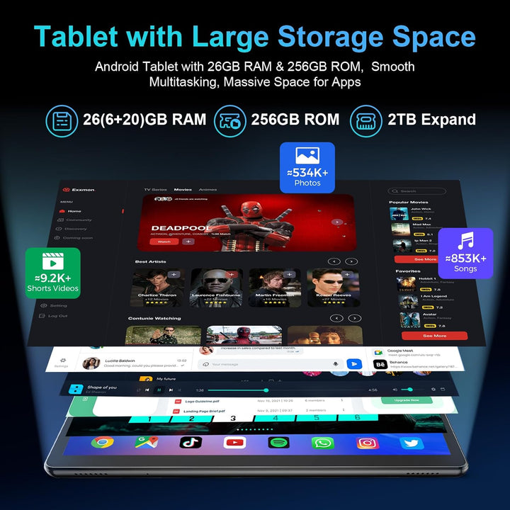 Tableta Android 16 con teclado, tableta Android 2026 de 10 pulgadas...