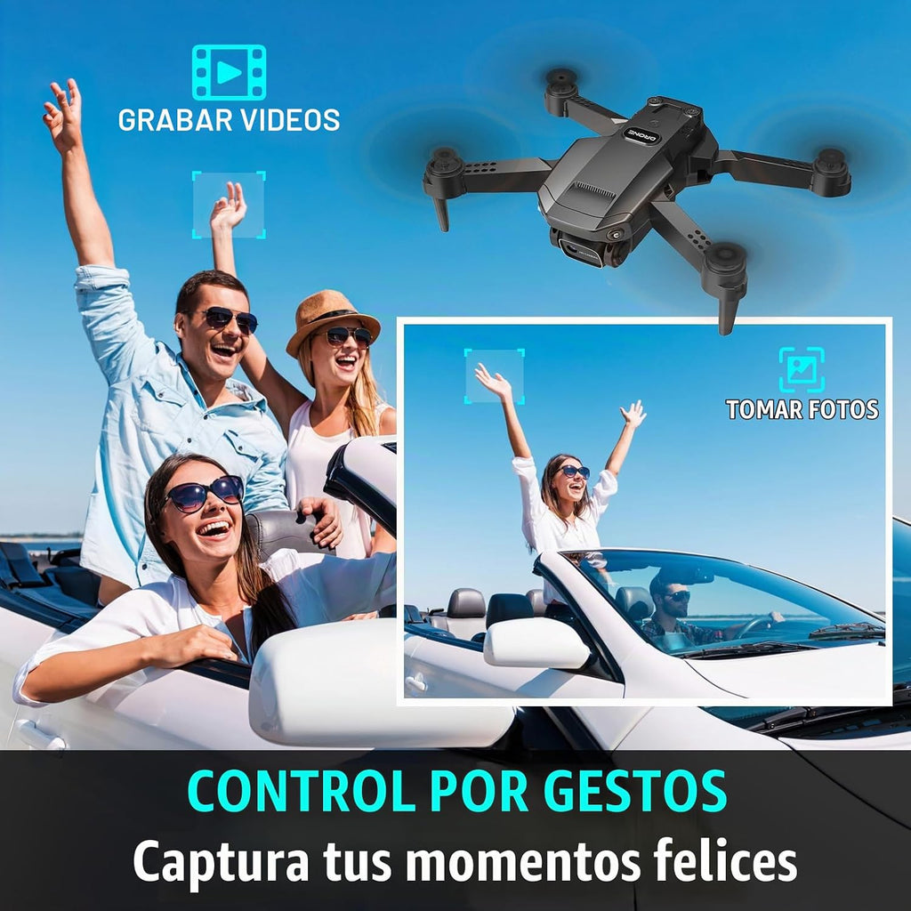 Dron con cámara para adultos, niños principiantes, 1080P HD FPV Mini Drone RC plegable con 2 baterías, retención de altitud, despegue/aterrizaje con una tecla, cámara ajustable de 90°, control de