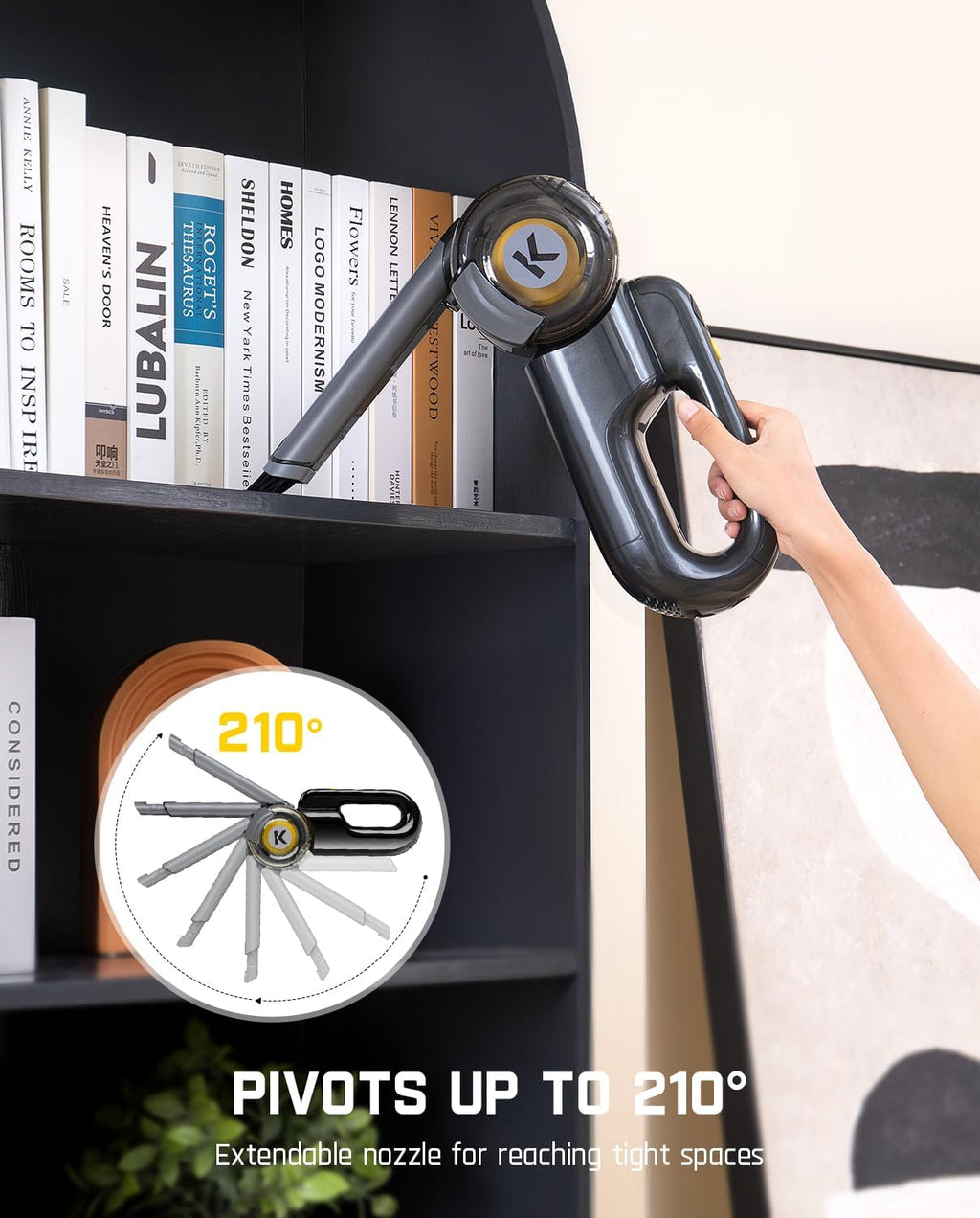 Fanttik Fold V10 Ultra Deluxe - Aspiradora de mano inalámbrica, potencia de succión de 17 kPa, base de carga, boquilla giratoria, hasta 35 minutos de tiempo de funcionamiento, pantalla LED inteligente