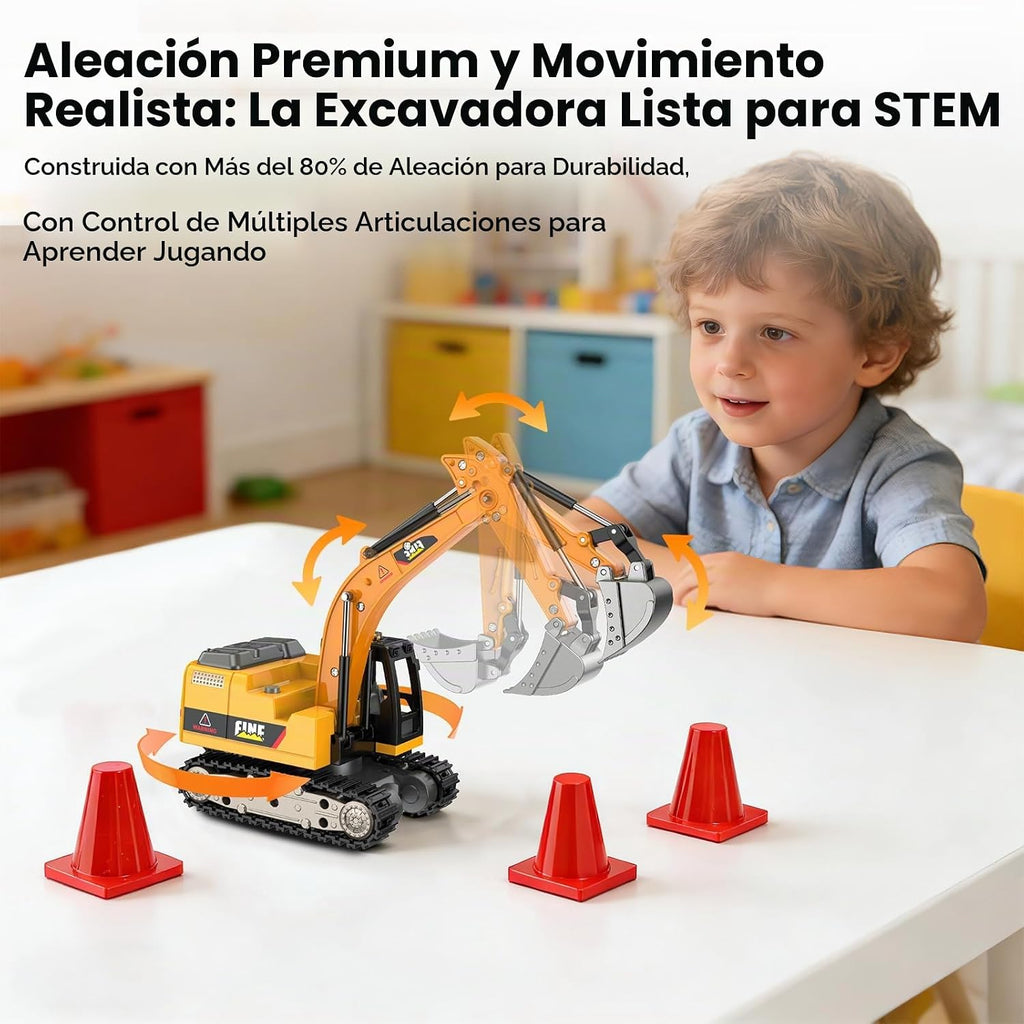 mini RC Excavator Toy 1:64 Vehículo de construcción de aleación de control remoto