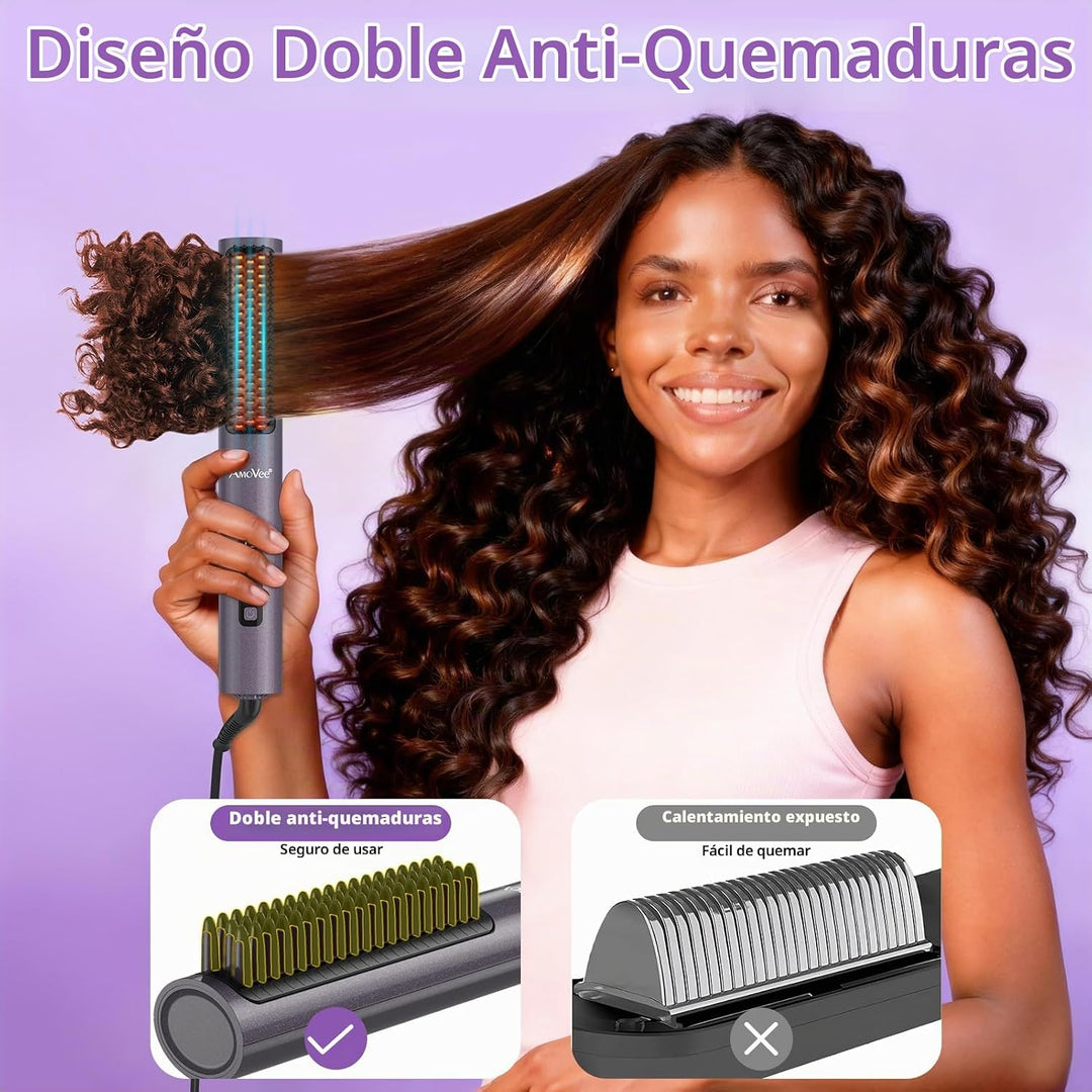 Cepillo alisador, cepillo alisador de cabello para mujeres con ione...