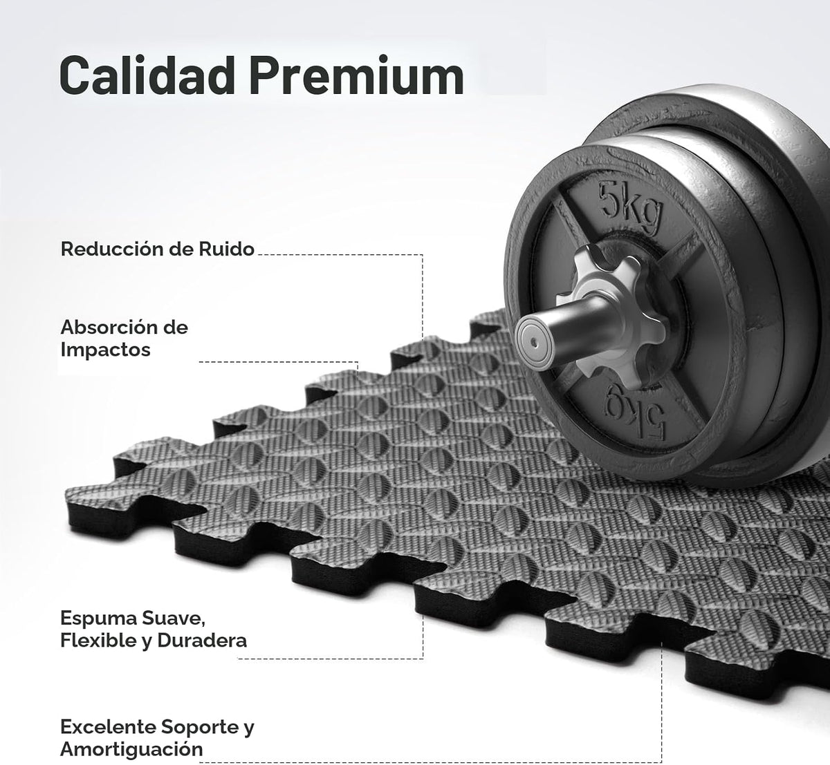 Tapete de gimnasio en casa, tapete de ejercicio de rompecabezas, baldosas de espuma EVA entrelazadas para equipos de entrenamiento en casa y áreas de juego para niños, negro, 24 x 24 x ½ pulgadas, 12