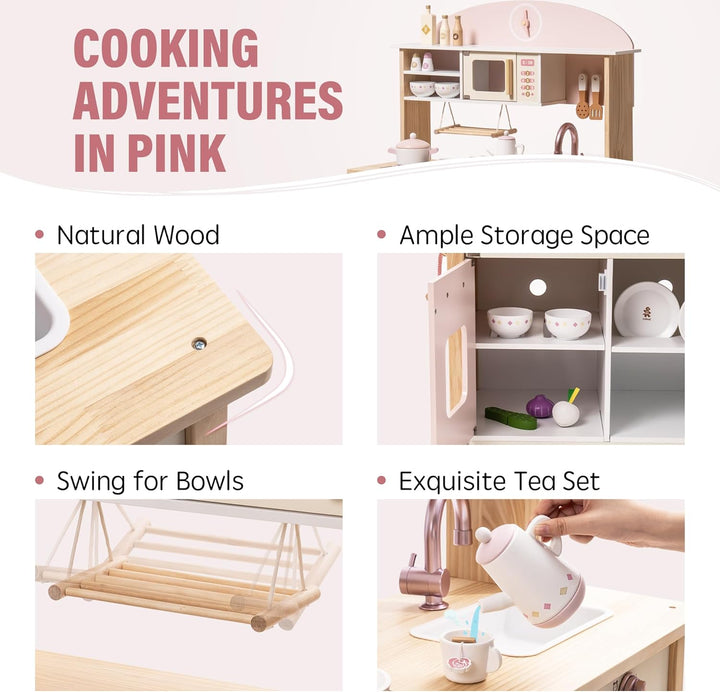 ROBUD Cocina de Juego para Niños Pequeños, Cocina de Juego de Mader...
