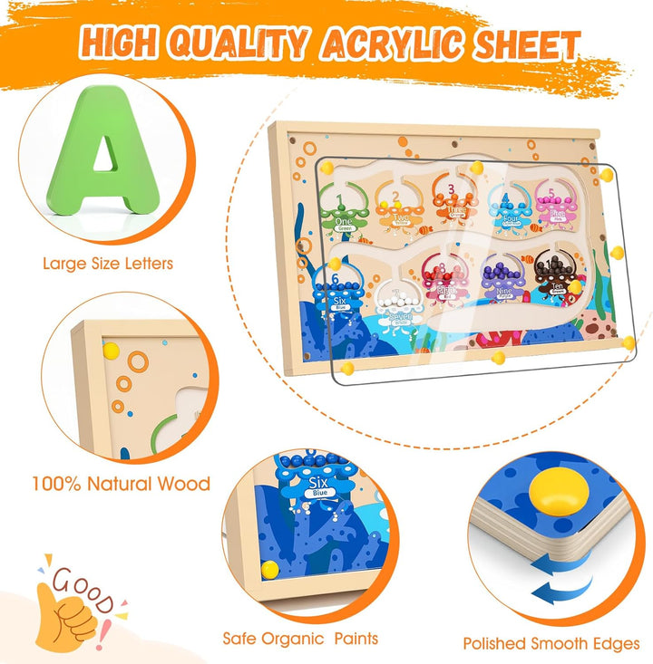 LIOKLICK Juguetes Montessori de madera 4 en 1 con caja de