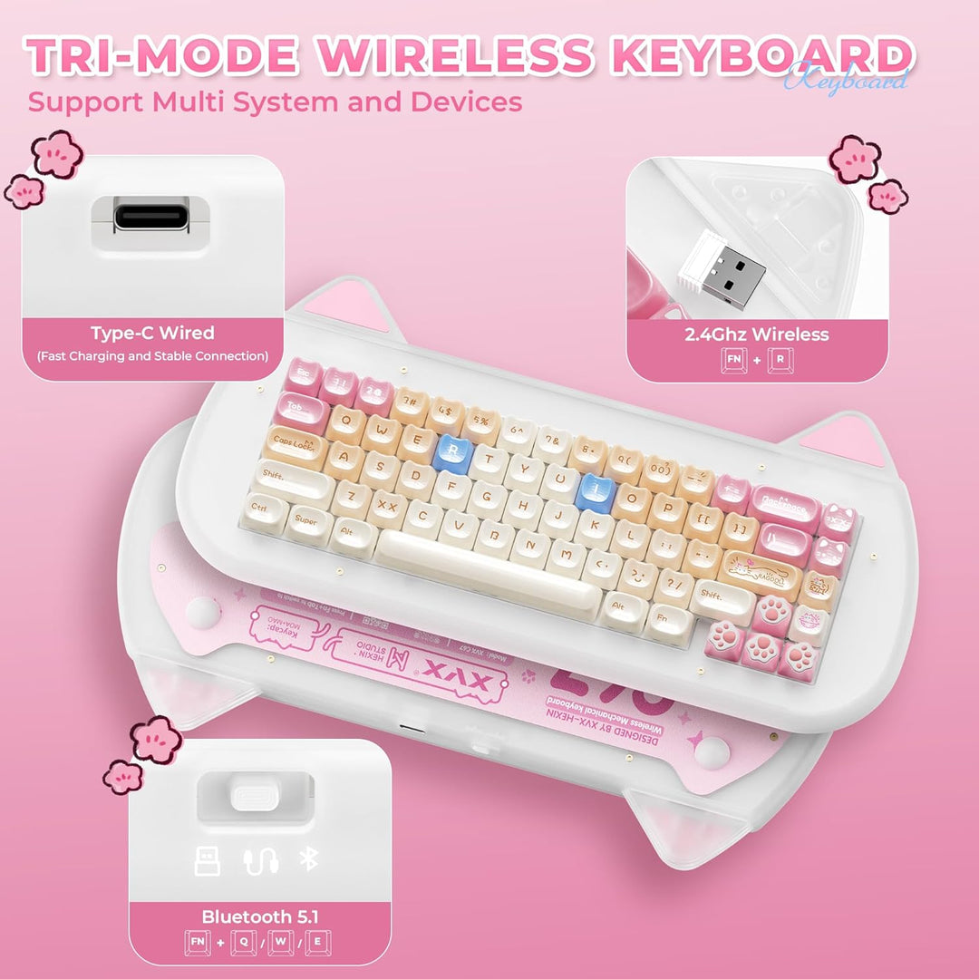XVX C67 Teclado mecánico inalámbrico con bonito diseño, 60% teclado...