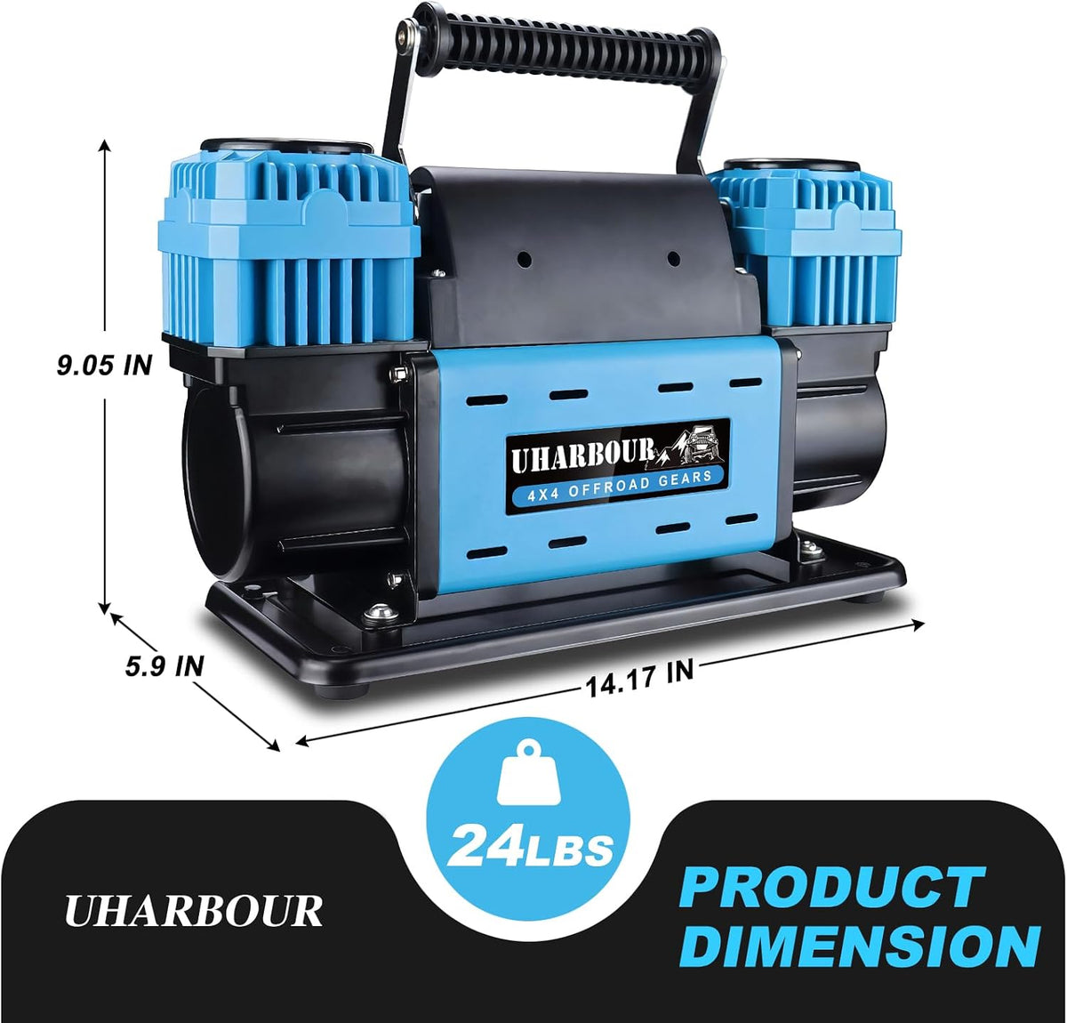 Uharbour Compresor de aire todoterreno de 12V de doble compresor co...